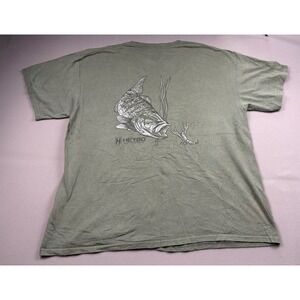 Heybo Outdoors Mens XL T-Shirt Olive Green Bass Fishing Crawfish Graphic Tee